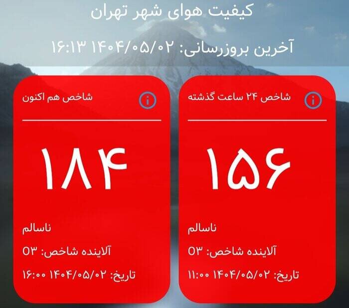 وضعیت هوای پایتخت دوباره قرمز شد